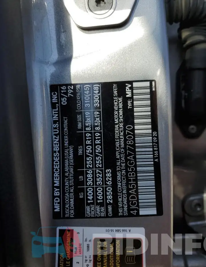 4JGDA5HB5GA778070 Photo# 13