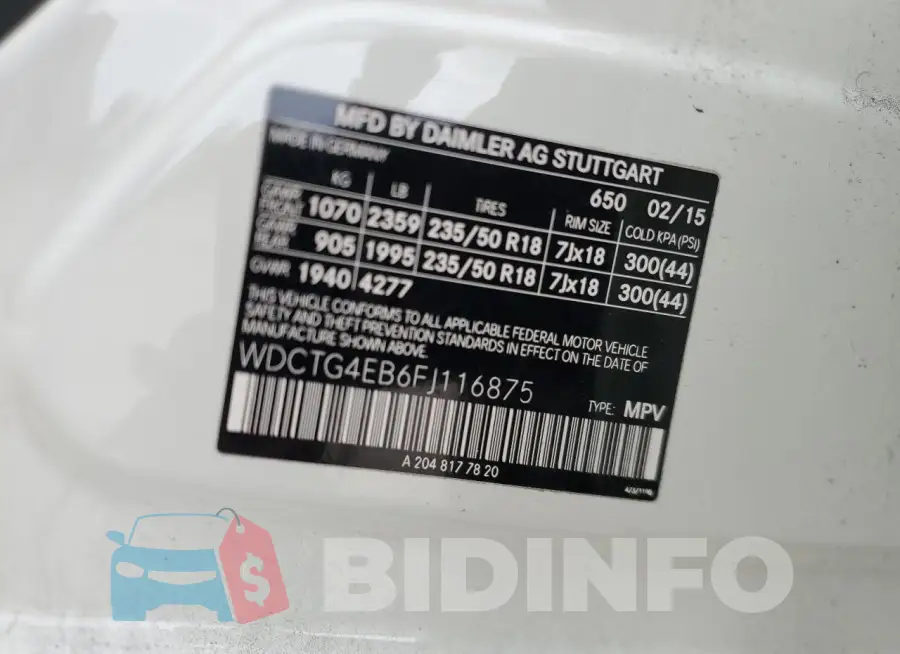 WDCTG4EB6FJ116875 Photo# 12
