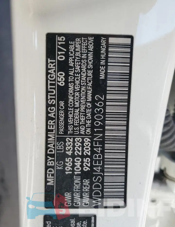 WDDSJ4EB4FN190362 Photo# 12