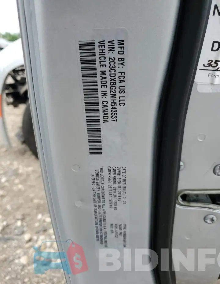 2C3CDXBG2MH543537 Photo# 12