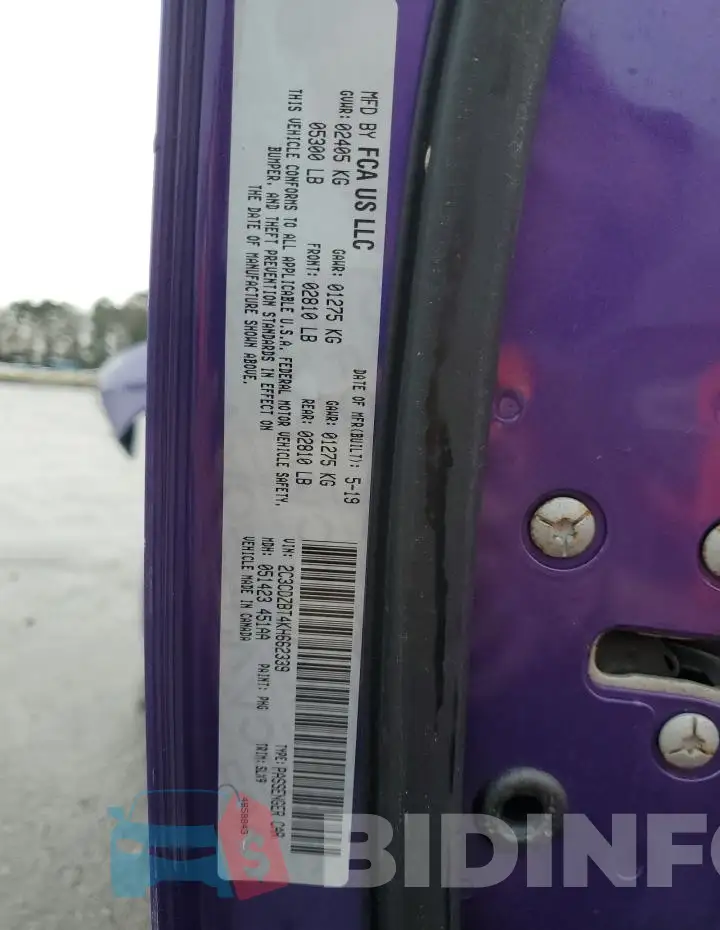 2C3CDZBT4KH662339 Photo# 13