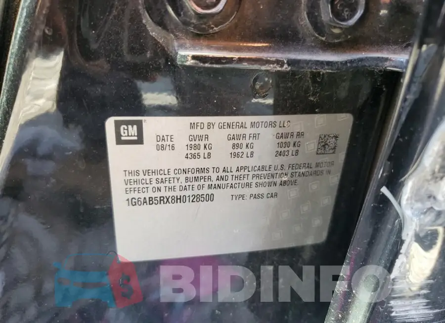 1G6AB5RX8H0128500 Photo# 12