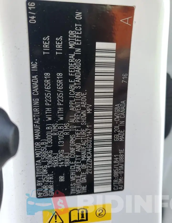 2T2ZZMCA4GC021471 Photo# 13
