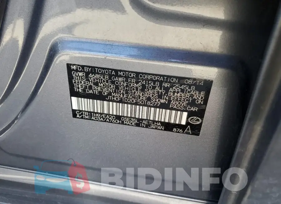 JTHCF1D20F5018277 Photo# 12