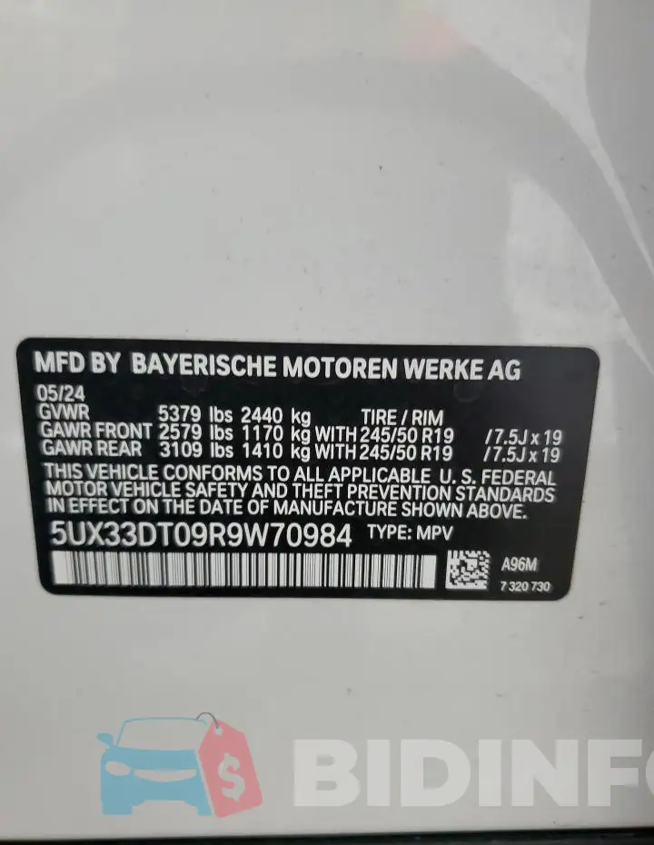 5UX33DT09R9W70984 Photo# 12