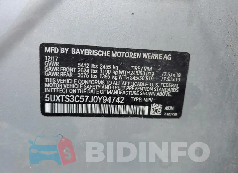 5UXTS3C57J0Y94742 Photo# 13