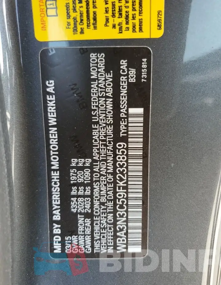 WBA3N3C59FK233859 Photo# 13