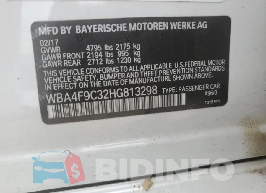 WBA4F9C32HG813298 Photo# 12