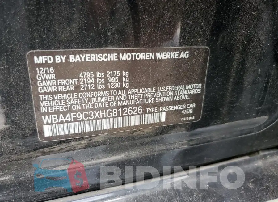 WBA4F9C3XHG812626 Photo# 12