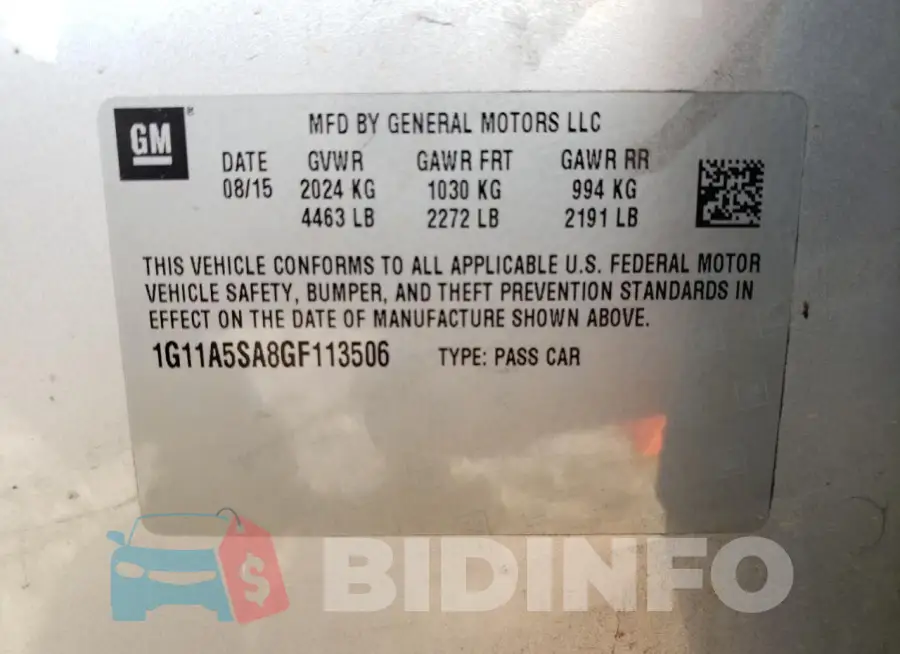 1G11A5SA8GF113506 Photo# 12