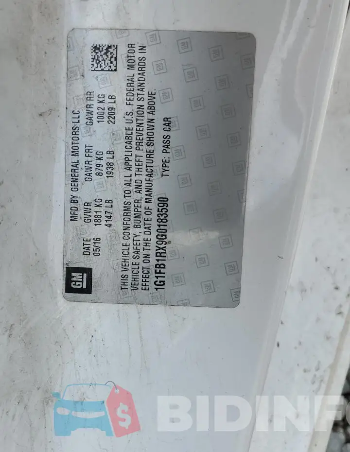 1G1FB1RX9G0183590 Photo# 13