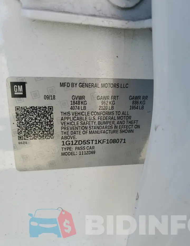 1G1ZD5ST1KF108071 Photo# 13