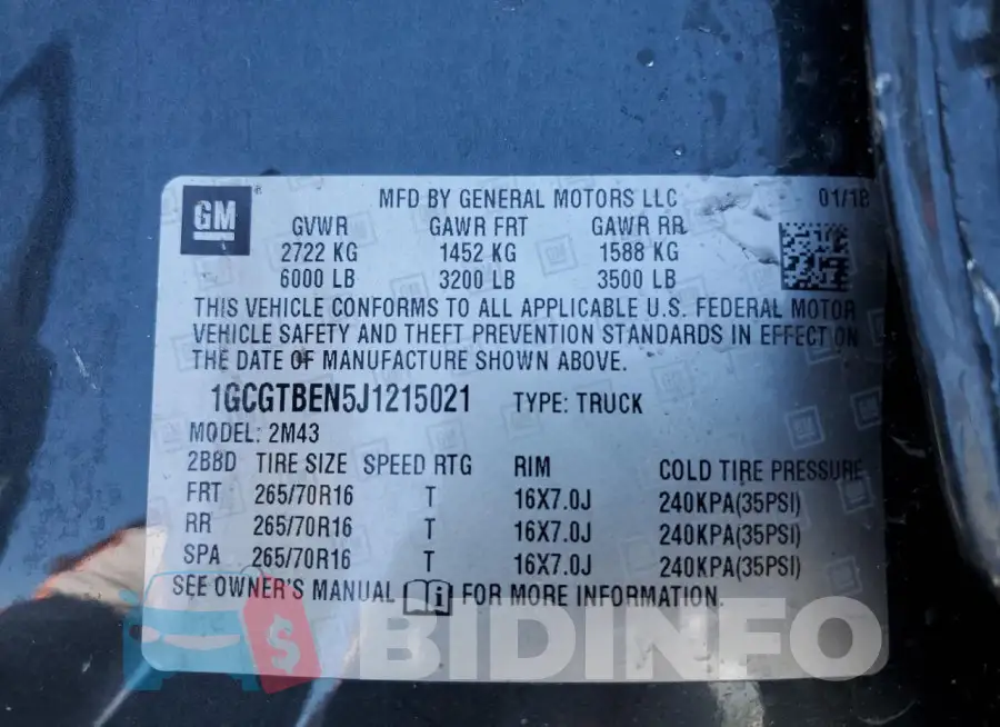 1GCGTBEN5J1215021 Photo# 12