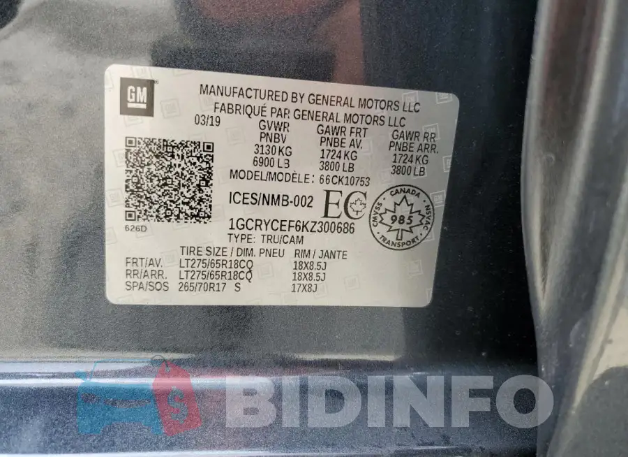 1GCRYCEF6KZ300686 Photo# 13