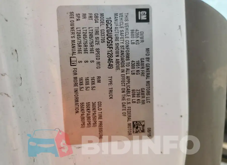 1GCZGUCG5F1284649 Photo# 13
