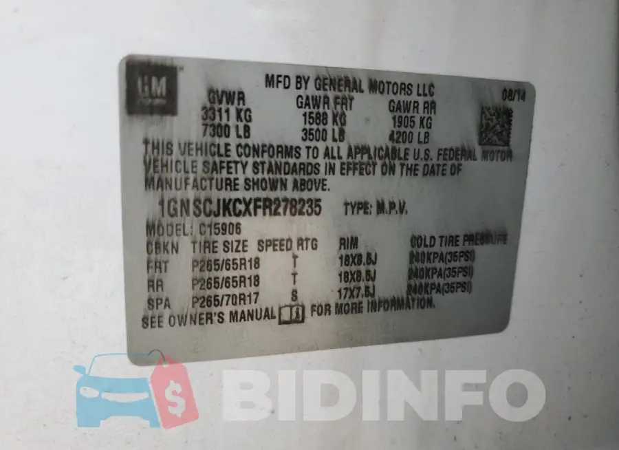1GNSCJKCXFR278235 Photo# 13