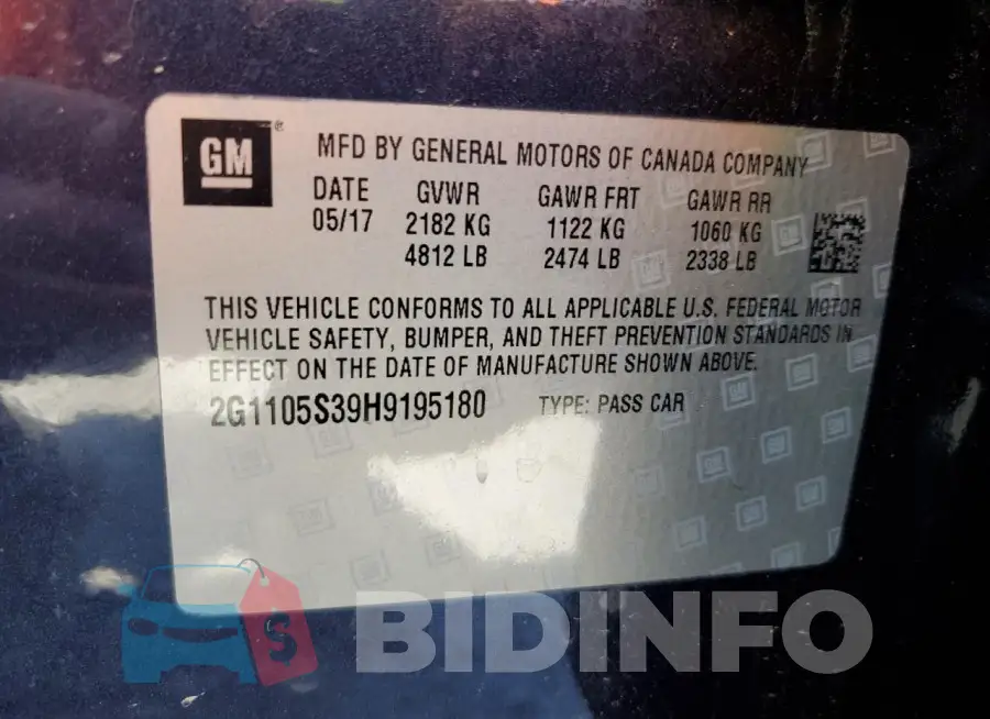 2G1105S39H9195180 Photo# 12