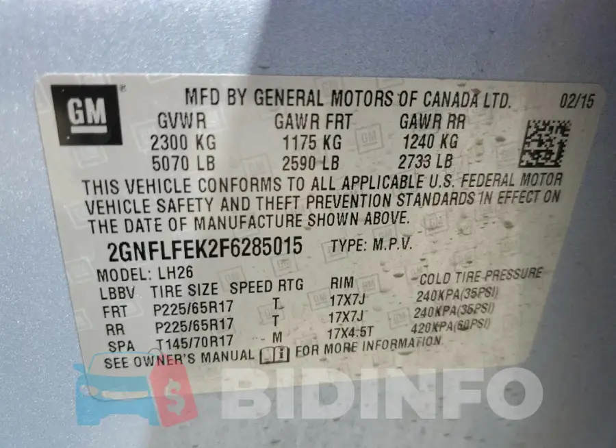 2GNFLFEK2F6285015 Photo# 12