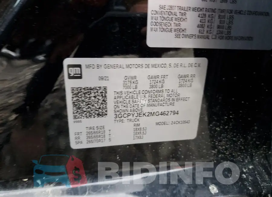 3GCPYJEK2MG462794 Photo# 12