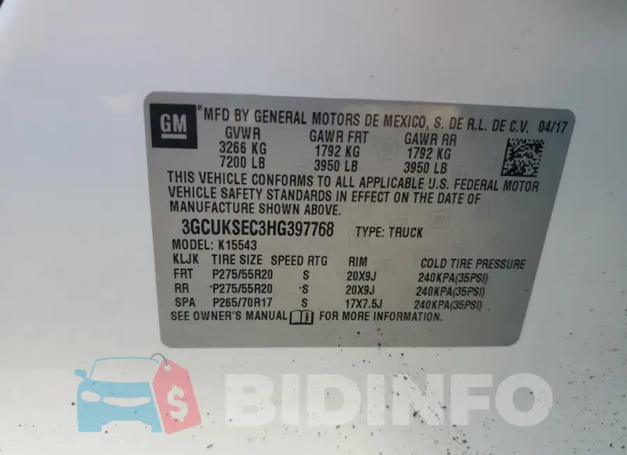 3GCUKSEC3HG397768 Photo# 13