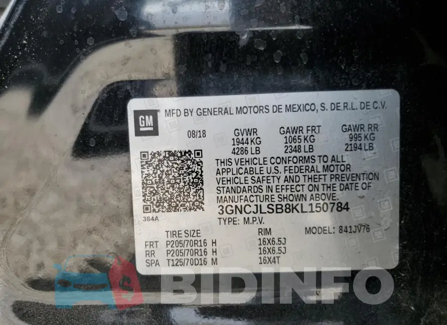 3GNCJLSB8KL150784 Photo# 13