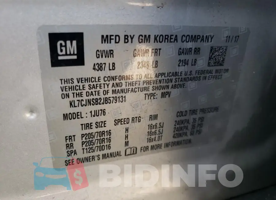 KL7CJNSB2JB579131 Photo# 13