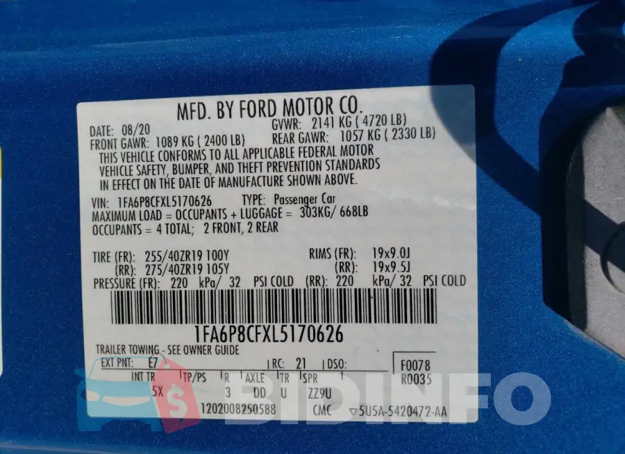 1FA6P8CFXL5170626 Photo# 12