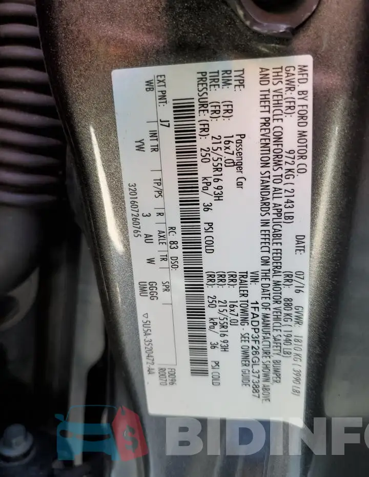 1FADP3F26GL373887 Photo# 12