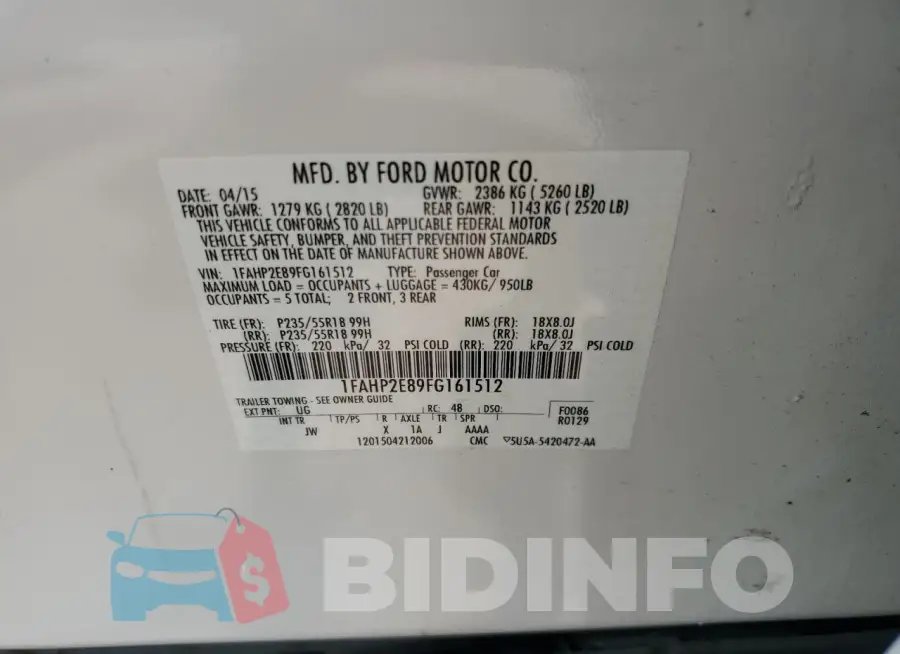 1FAHP2E89FG161512 Photo# 12