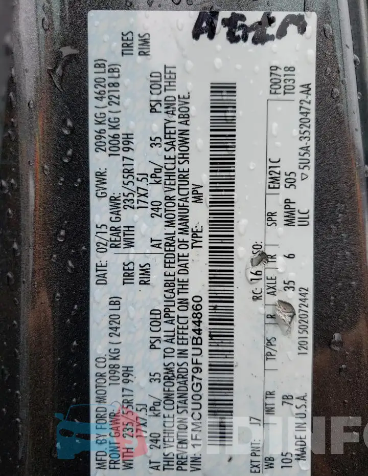 1FMCU0G79FUB44860 Photo# 14