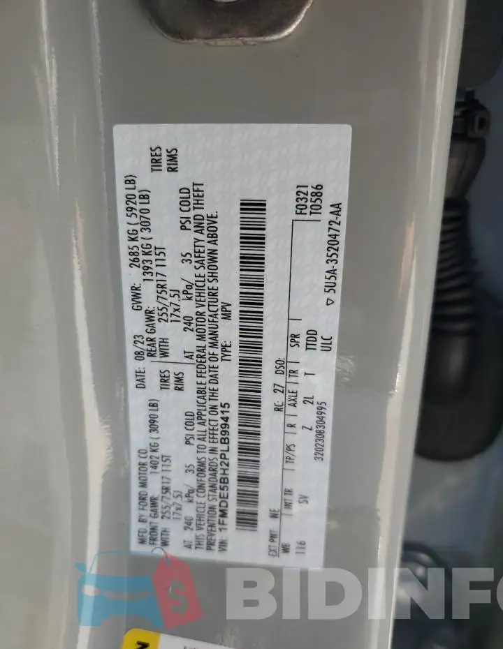 1FMDE5BH2PLB99415 Photo# 12
