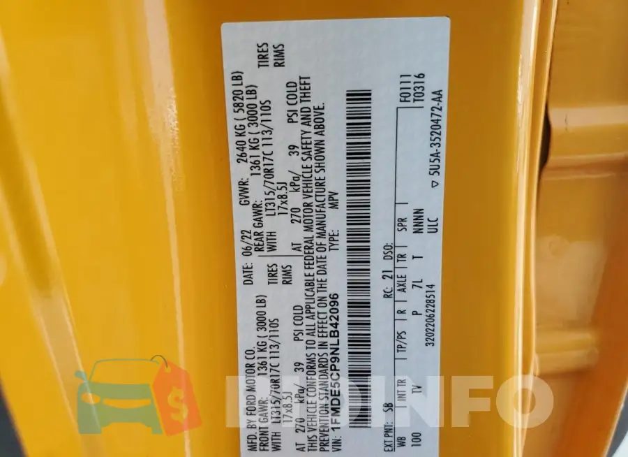 1FMDE5CP9NLB42096 Photo# 13