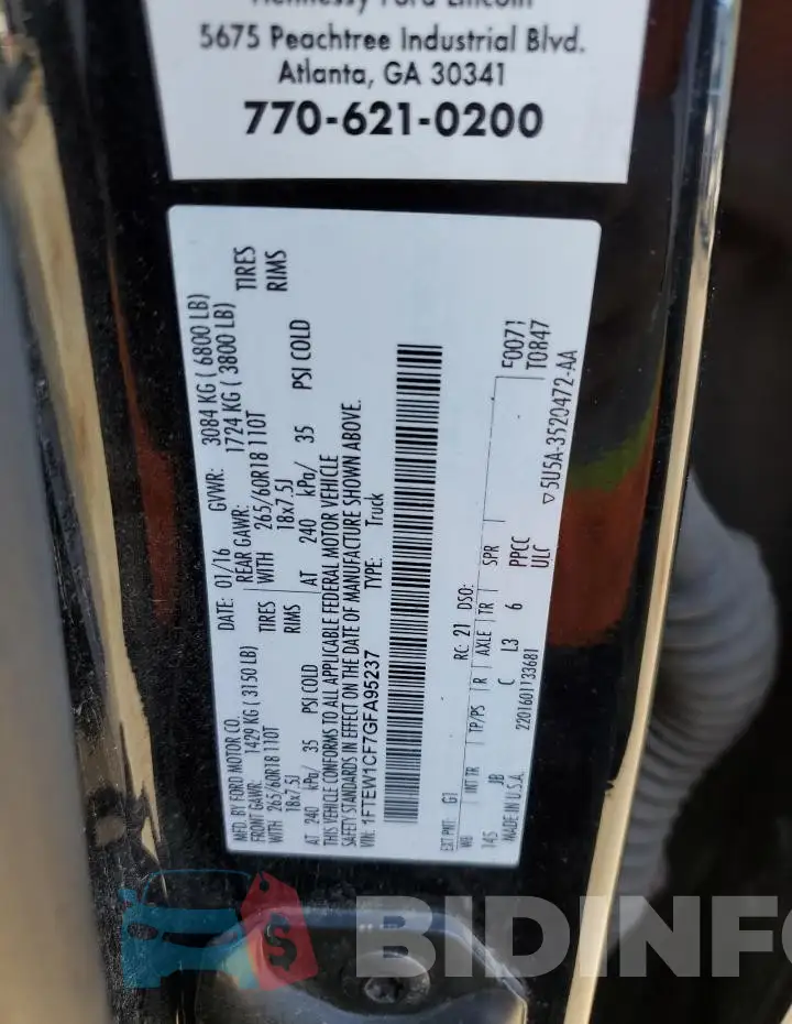 1FTEW1CF7GFA95237 Photo# 12