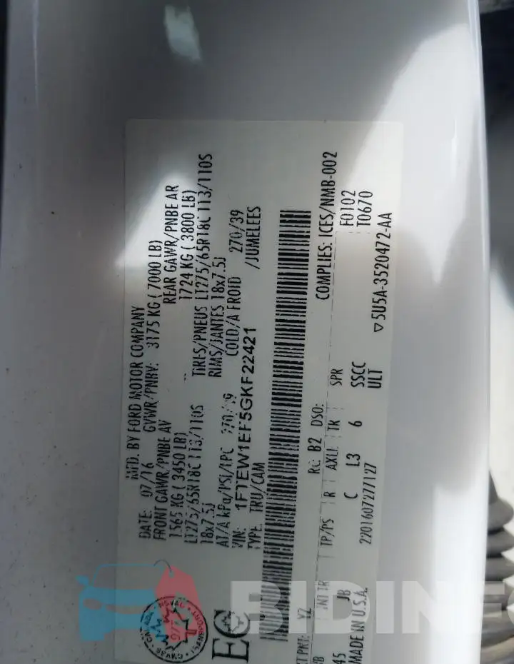 1FTEW1EF5GKF22421 Photo# 12