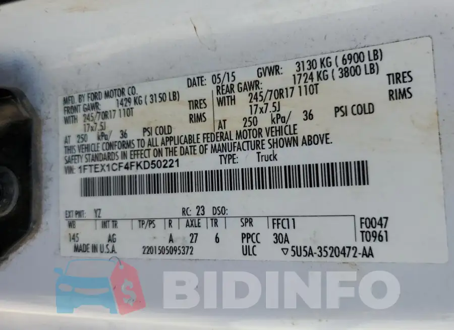 1FTEX1CF4FKD50221 Photo# 12