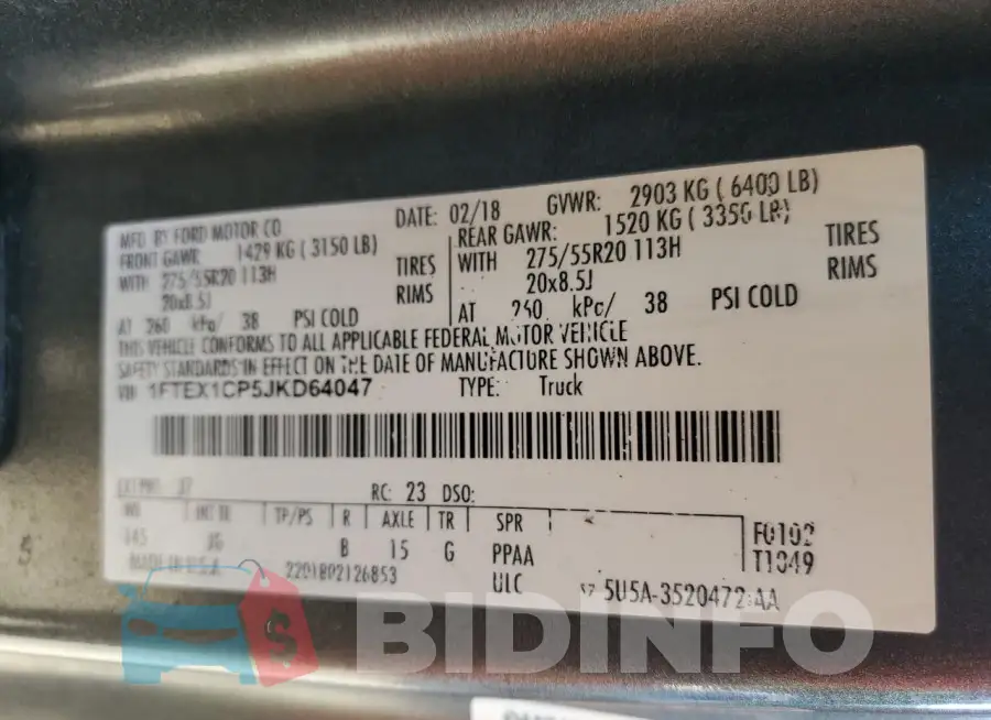 1FTEX1CP5JKD64047 Photo# 12
