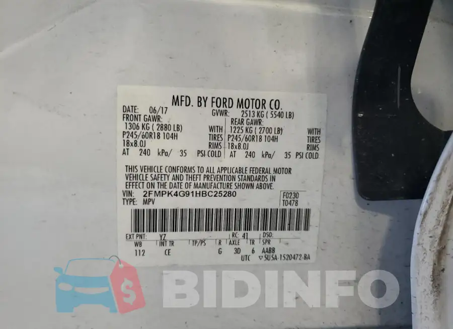 2FMPK4G91HBC25280 Photo# 13