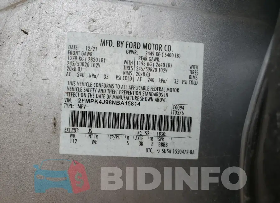 2FMPK4J98NBA15814 Photo# 12