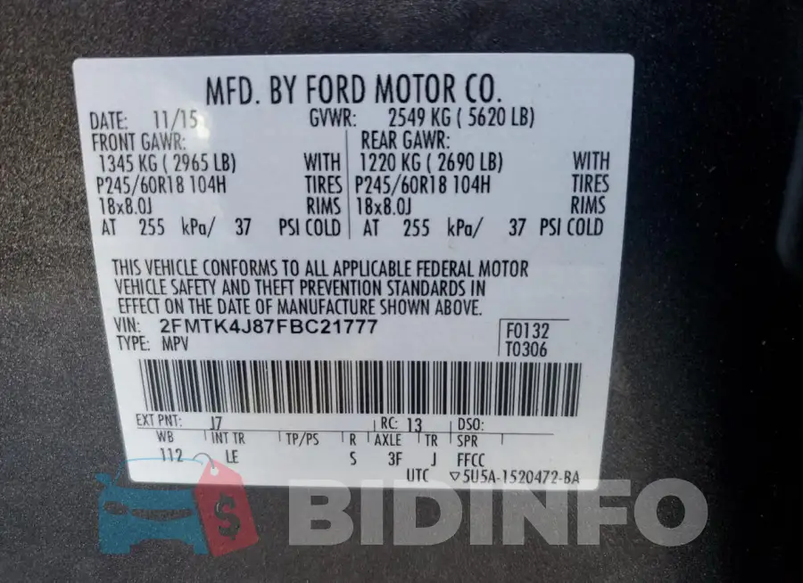 2FMTK4J87FBC21777 Photo# 13