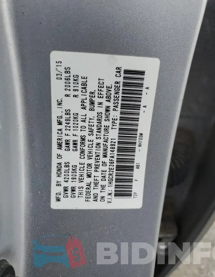1HGCR2E36FA148921 Photo# 12