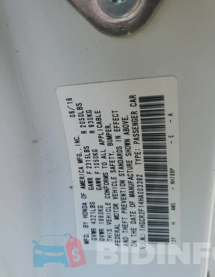 1HGCR2F14HA003392 Photo# 13