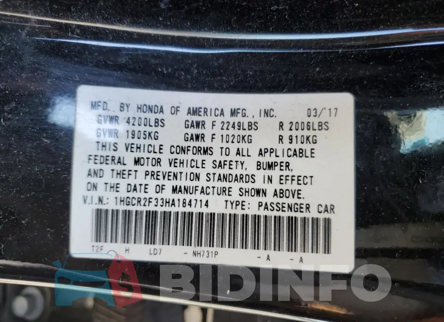 1HGCR2F33HA184714 Photo# 12