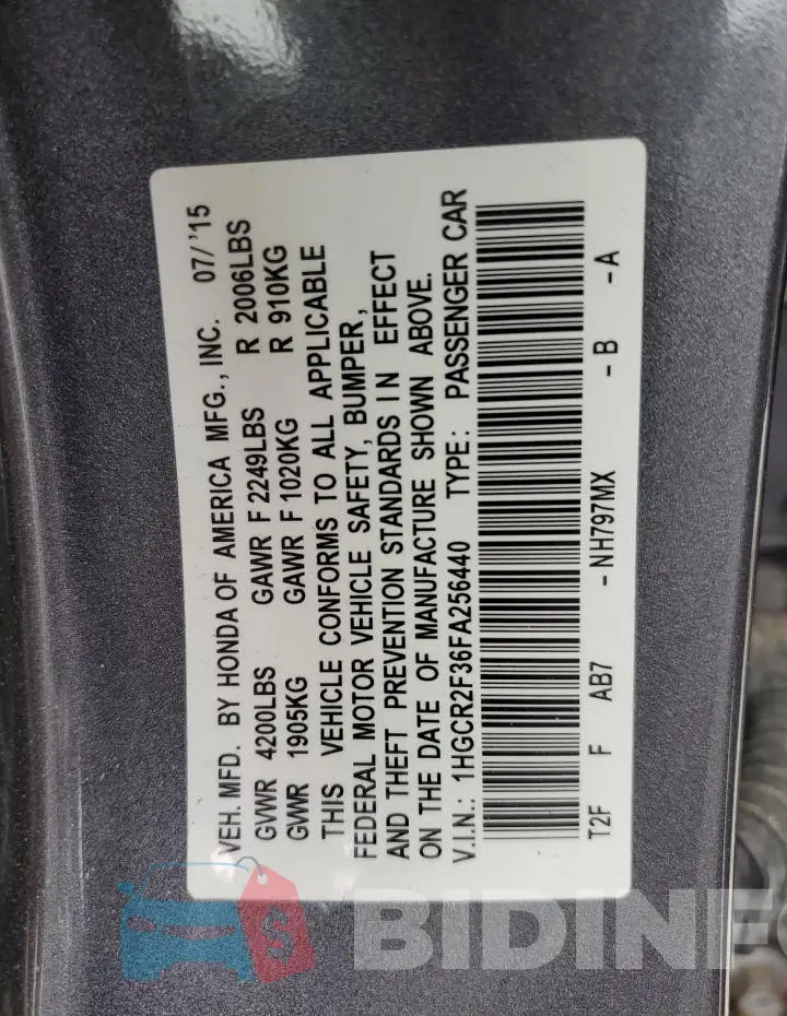 1HGCR2F36FA256440 Photo# 12