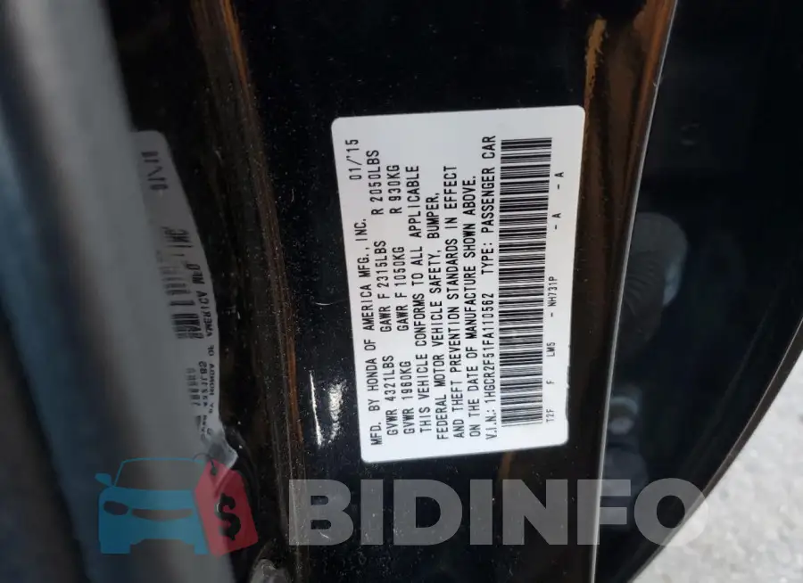 1HGCR2F51FA110562 Photo# 12