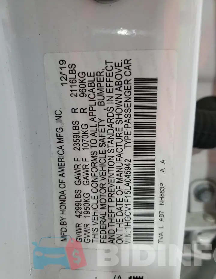 1HGCV1F15LA045942 Photo# 12