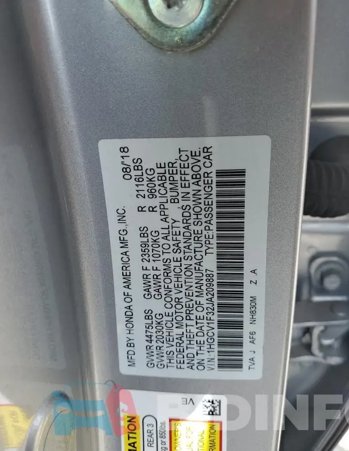 1HGCV1F32JA209887 Photo# 12