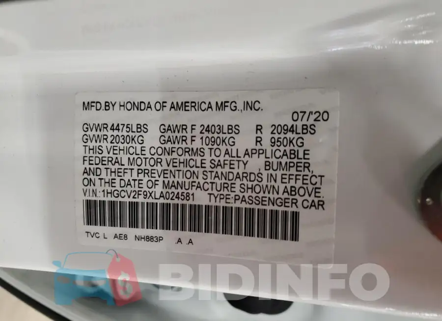 1HGCV2F9XLA024581 Photo# 12