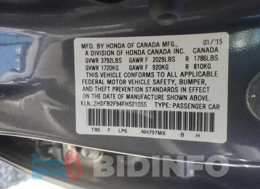 2HGFB2F94FH521055 Photo# 12