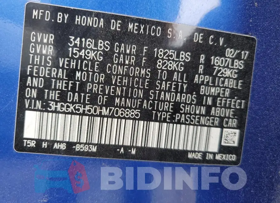 3HGGK5H50HM706885 Photo# 12