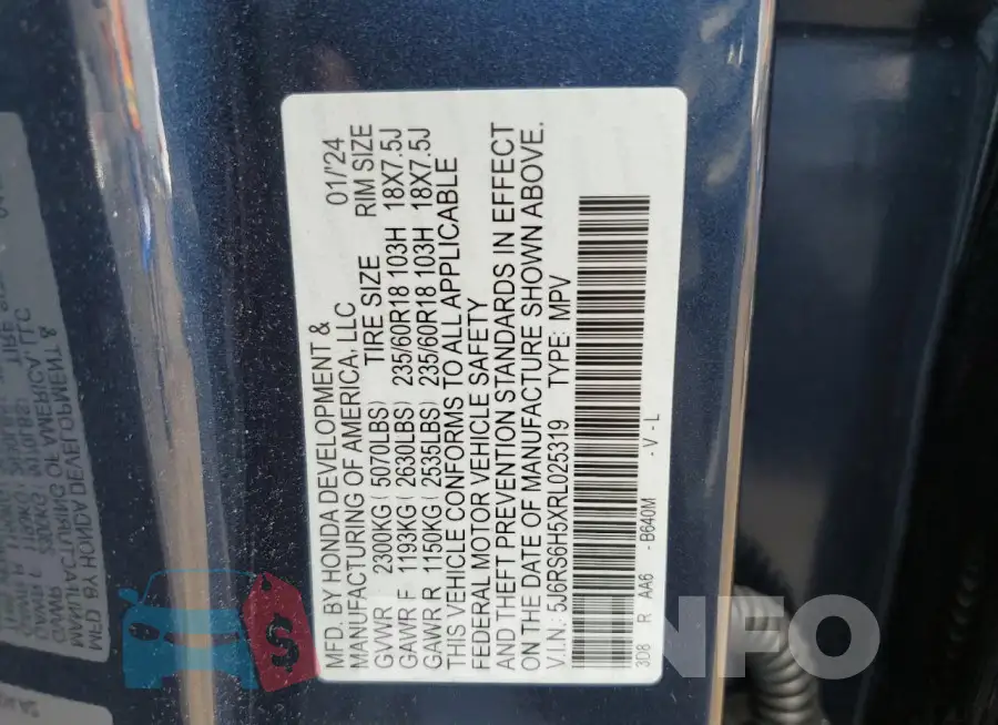 5J6RS6H5XRL025319 Photo# 13